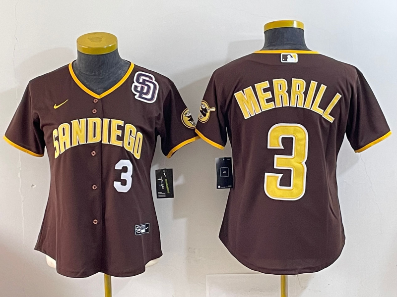 Women San Diego Padres 3 Merrill Brown Game 2025 Nike MLB Jersey style 13